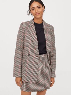 H&M Checked Double-Breasted Blazer